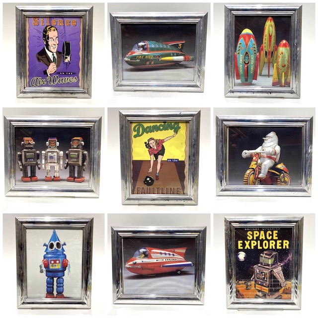 ARTWORK, Framed Retro Set - 1950s Robot, Rocket & Other